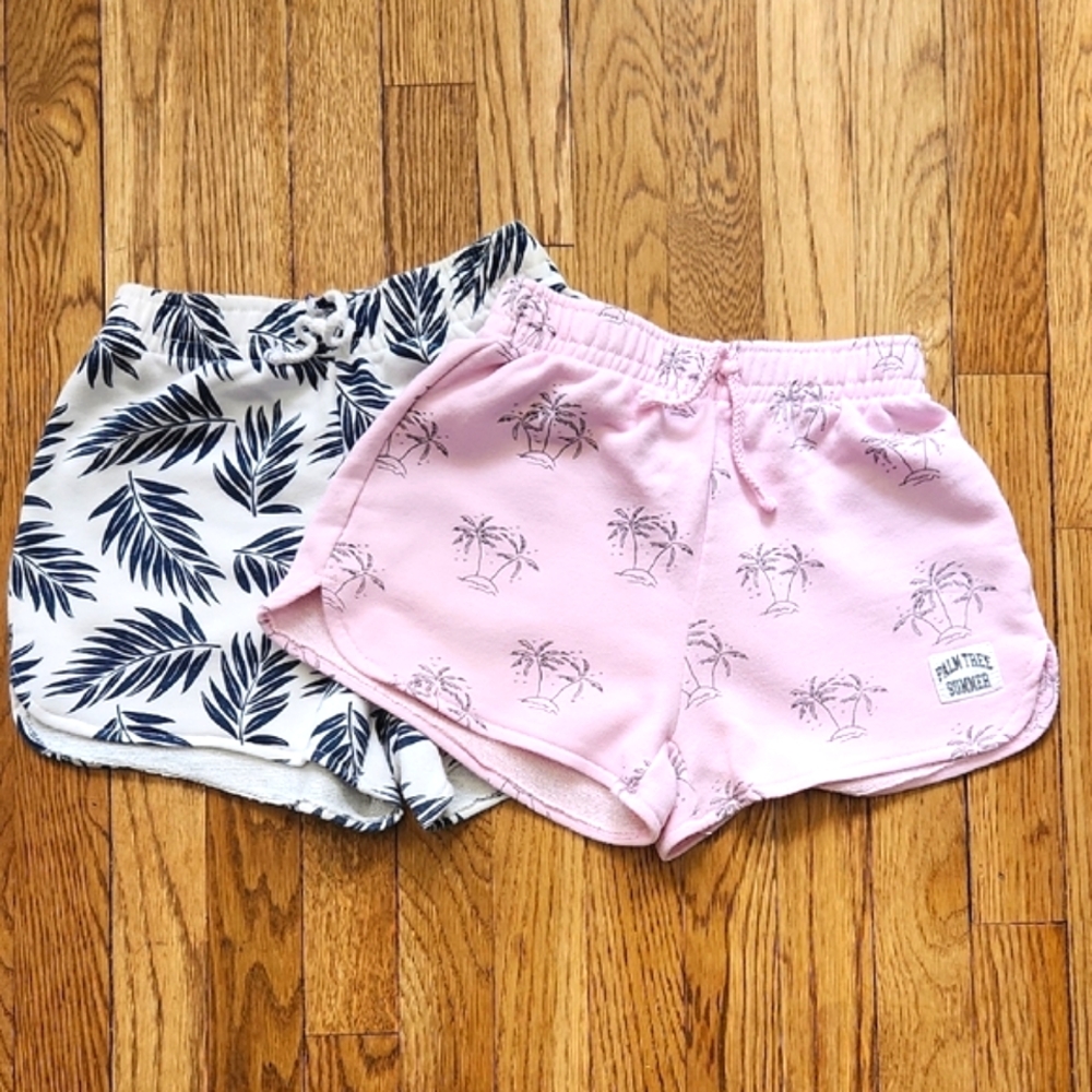 Pink and White Palm Print Shorts Set. By Zara.
